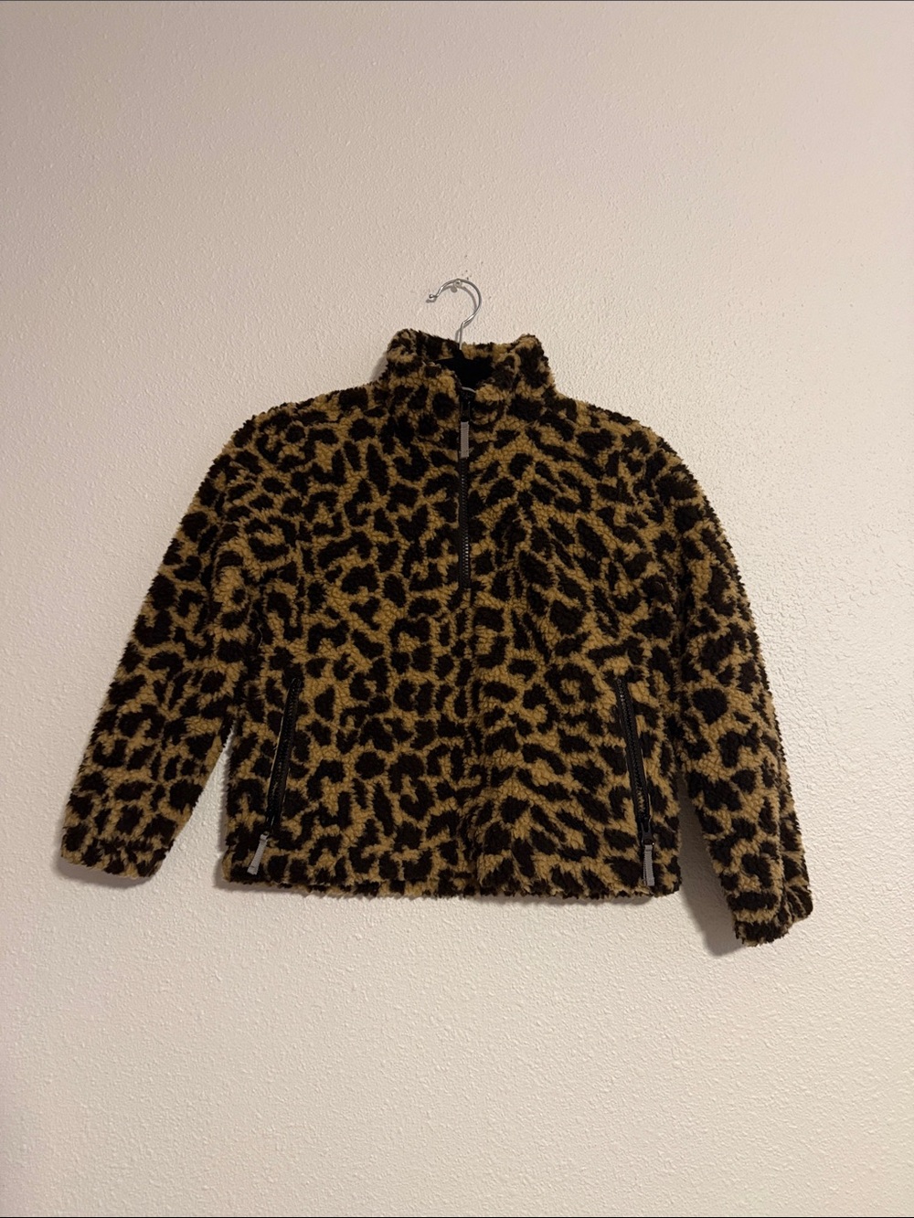 Crewcuts Girls Cheetah Print Sherpa Half Zip